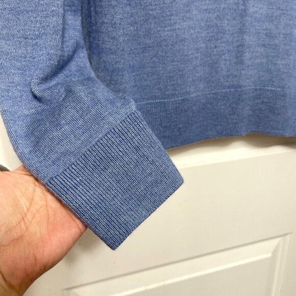 J.Crew Mens Blue Half-Zip Mock Neck Sweater M Merino Wool Blend - Picture 10 of 11